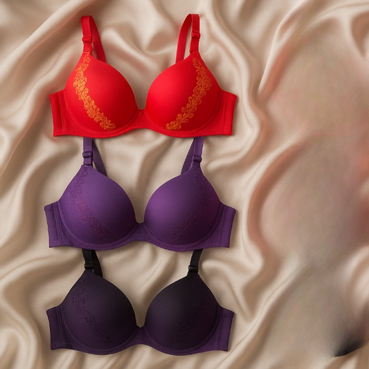 Silk Embroidered Padded Bra for Women – Luxury Undergarment with Soft Silk Fabric, Stylish Embroidery.