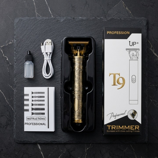Vintage T9 Professional Hair Trimmer – Rechargeable Metal Hair & Beard Clipper