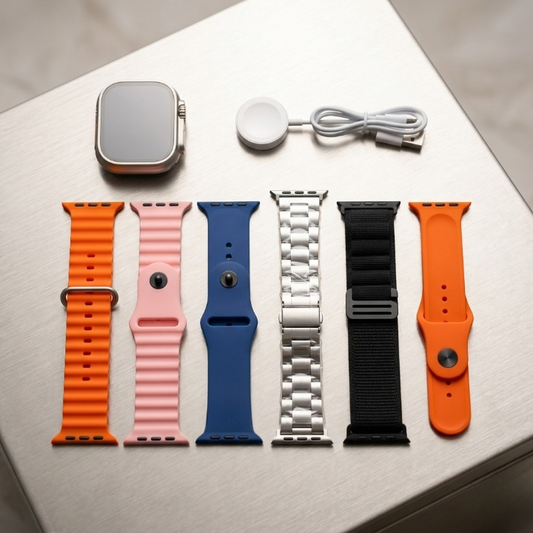 Ultra 2 Smart Watch Big 2.01 Infinite Display 7 in 1 Strap Set with Wireless Charging