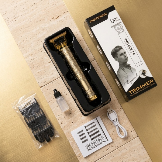 Vintage T9 Professional Hair Trimmer – Rechargeable Metal Hair & Beard Clipper