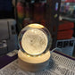 3D Crystal Ball Moon Night Light – Luxury LED Galaxy Lamp with Wooden Base